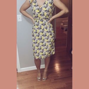 J. Crew yellow and blue midi dress size 6